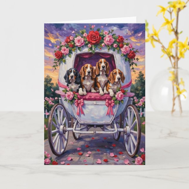 Carte Basset Hound Dog Valentine's Day  (Fleur jaune)