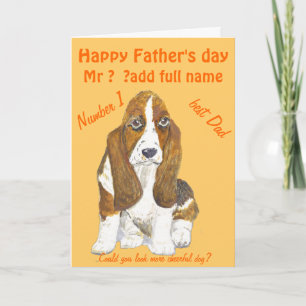 Carte Basset Hound Happy Fête des pères, ajouter le nom