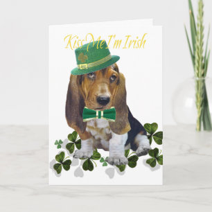 Carte Basset Hound Kiss Me Je suis Irlandais