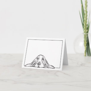 Carte basset hound noir blanc yeux de chiot simple 
