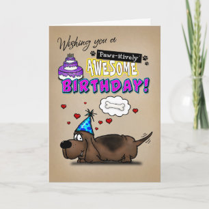 Carte Basset Hound Paws, un magnifique anniversaire