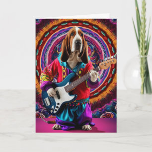 Carte Basset Hound Rock Star