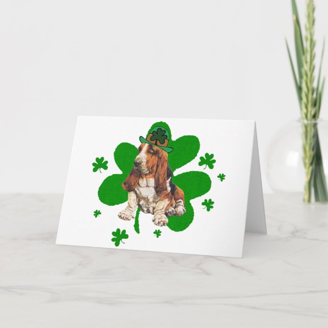 Carte Basset Hound St. jour de la Saint-Patrick (Devant)