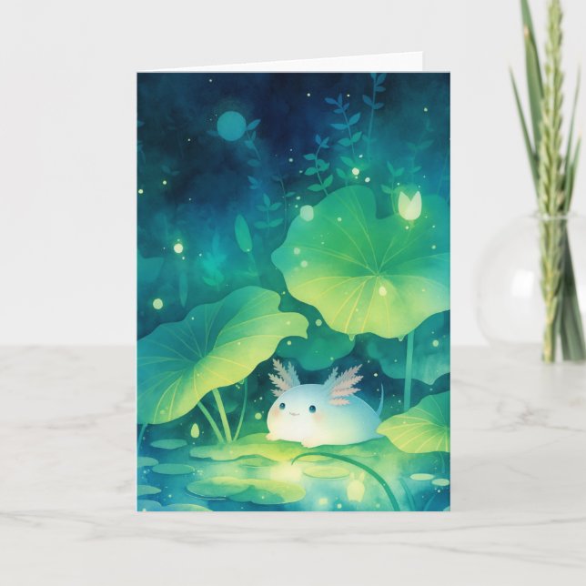 Carte Bassin de fleurs de bébé axolotl (Devant)