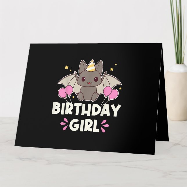 Carte Bat-chat fille d'anniversaire mignonne (Devant)
