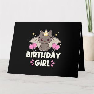 Carte Bat-chat fille d'anniversaire mignonne