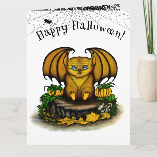 Carte Bat d'Halloween mignonne (Devant)