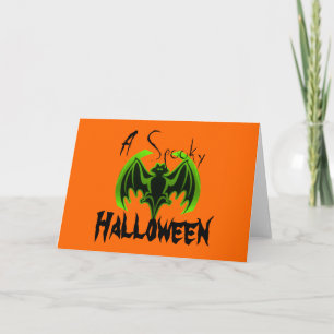Carte Bat Green Éffrayant Halloween MUSÉE Zazzle Cadeaux