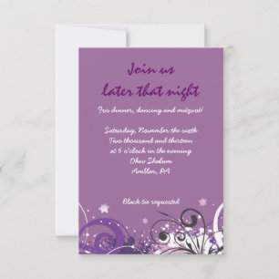 Carte Bat mitzvah de soirée Hot Violet Swirls Star