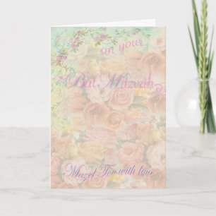 Carte Bat mitzvah des Roses romantiques accueillant des