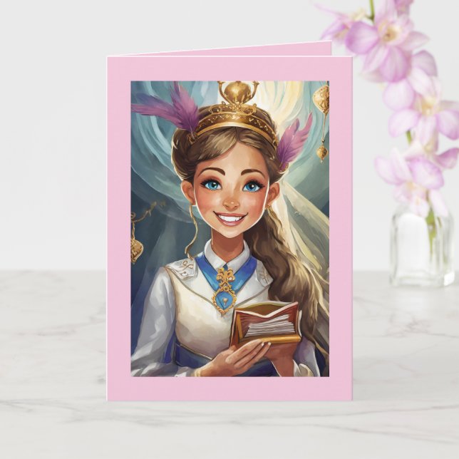 Carte bat mitzvah pliée 5" x 7" (Orchidée)