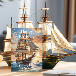 Carte Bateau à voile à Dawn Joyeux Anniversaire Frère