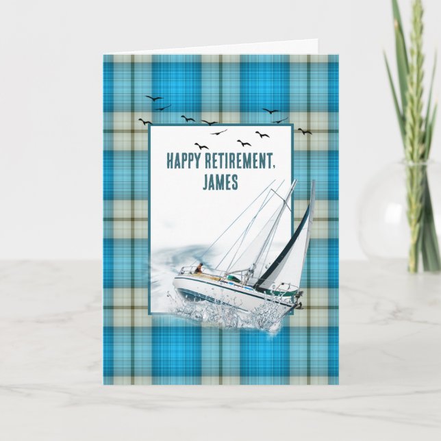 Carte Bateau À Voile De Retraite Sur Plaid (Devant)