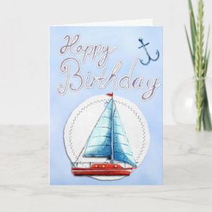 Carte Bateau à voile Joyeux anniversaire