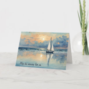 Carte Bateau À Voile Sympathy Watercolor Sur Ocean Water