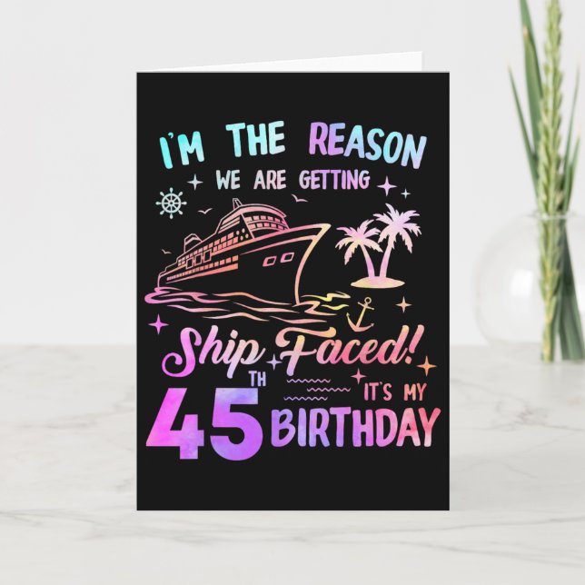 Carte Bateau croisière pour 45e anniversaire 45 ans (Devant)