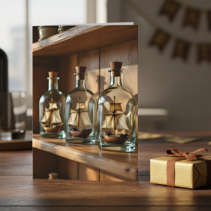 Carte Bateau dans une bouteille Anniversaire maritime po