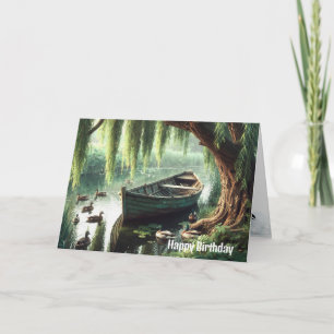Carte Bateau de naissance sous un saule pleureur