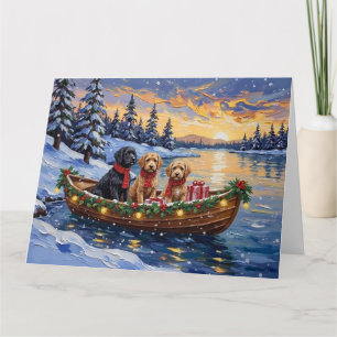 Carte Bateau de Noël Bernedoodle pour les Fêtes