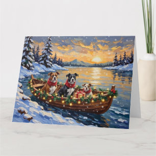 Carte Bateau de Noël de l'Américain Staffordshire Terrie