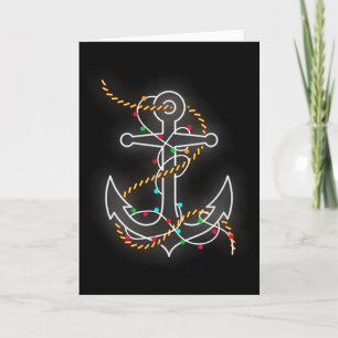 Carte Bateau de Noël éclairage ancre Santa voile bateau