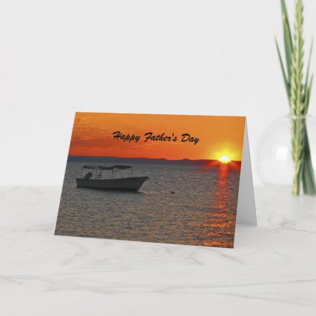 Carte Bateau de pêche à Sunset Happy Fête des pères Salu (Devant)