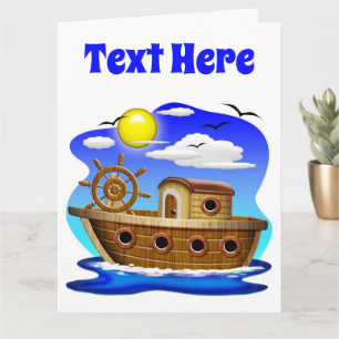 Carte Bateau de pêche dessin animé 