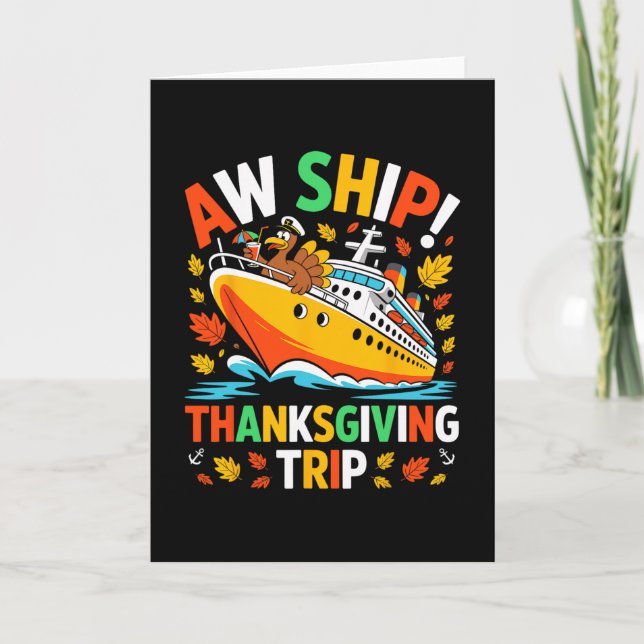 Carte Bateau drôle de dinde de Thanksgiving croisière fa (Devant)