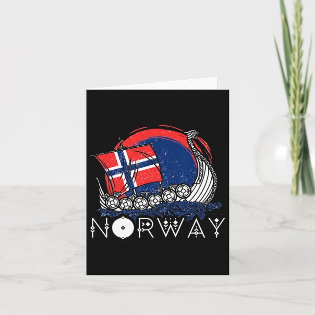 Carte Bateau Norwegian Drapeau Norvège Viking Navire Pri (Devant)