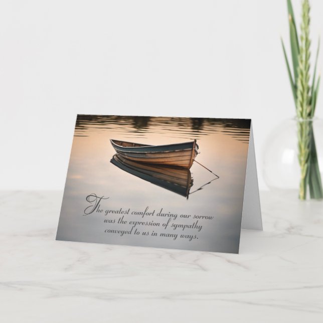 Carte Bateau Old Row sur Calm Lake Sympathy Merci (Devant)