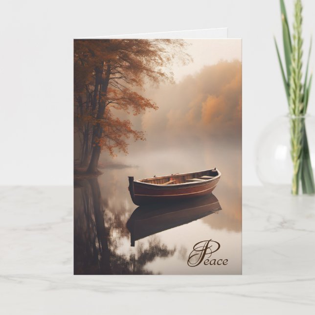 Carte Bateau Old Row sur le lac d'automne (Devant)