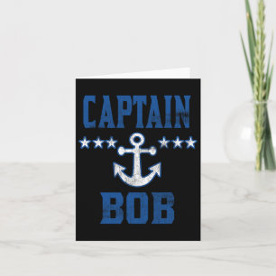 Carte Bateau personnalisé Vintage bleu Capitaine Bob Anc