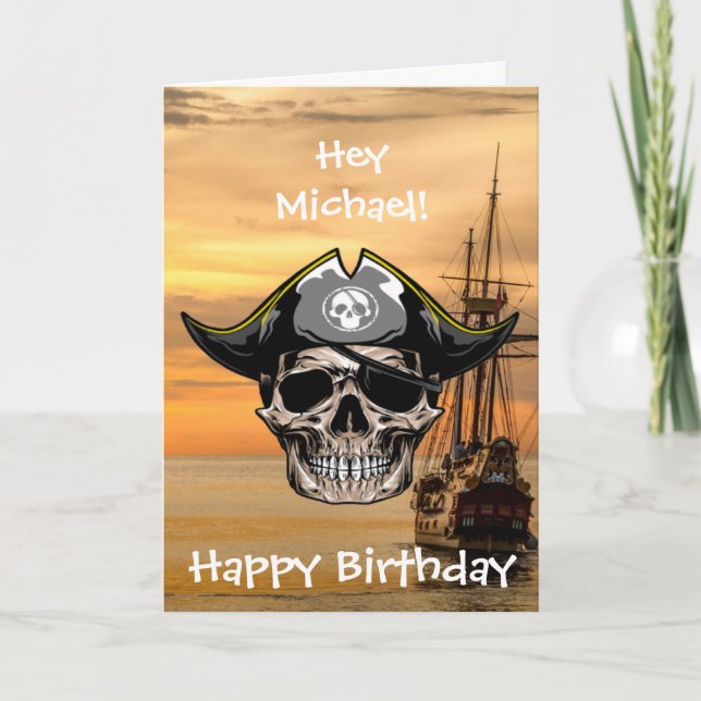 Carte Bateau Pirate d'anniversaire le plus mignon (Devant)