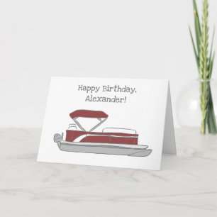 Carte Bateau Ponton Rouge et Blanc Anniversaire, toute o
