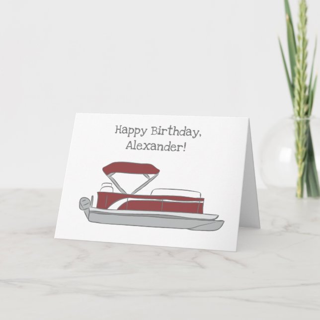 Carte Bateau Ponton Rouge et Blanc Anniversaire, toute o (Devant)