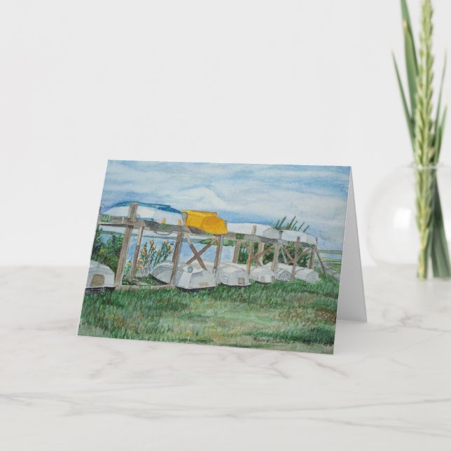 Carte Bateaux à rames d'été Aquarelle (Devant)