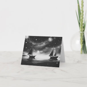 Carte Bateaux à voile et comètes B&W