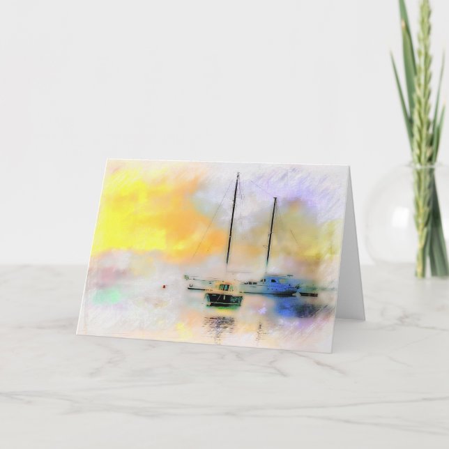 Carte bateaux au coucher du soleil  (Devant)