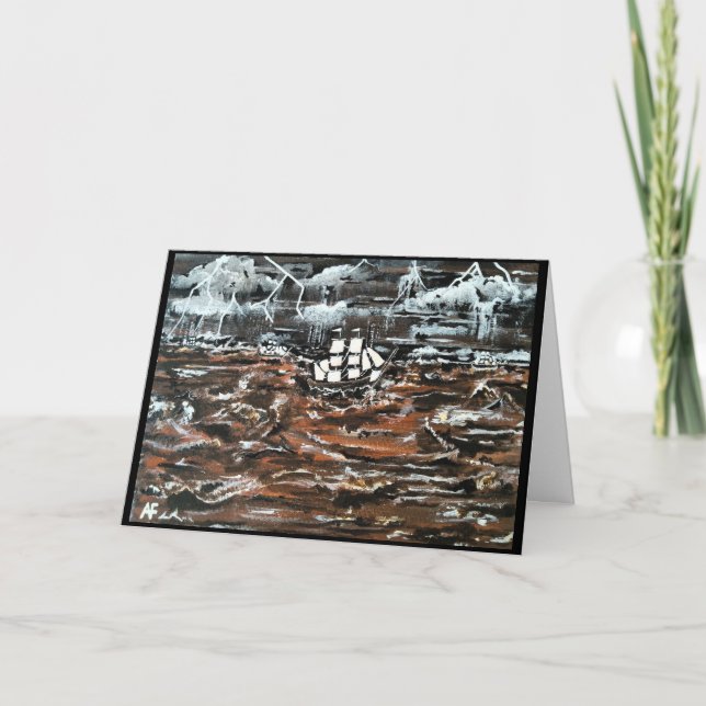 Carte Bateaux dans une peinture de tempête par Alfred Fo (Devant)