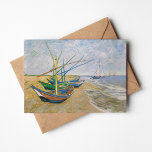 Carte Bateaux de pêche | Vincent Van Gogh<br><div class="desc">Bateaux de pêche sur la plage à Saintes-Maries (1888) par l'artiste post-impressionniste néerlandais Vincent Van Gogh. L'oeuvre d'origine est une peinture marine sur toile représentant plusieurs bateaux de pêche sur la côte océanique. Utilisez les outils de conception pour ajouter du texte personnalisé ou personnaliser l'image.</div>