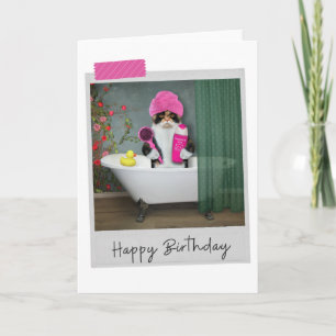 Carte Bathtime Calico Cat Funny Birthday Card