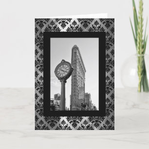 Carte Bâtiment Flatiron et horloge en noir et blanc 2