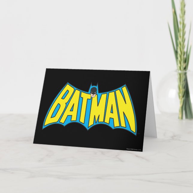 Carte Batman | Logo Vintage bleu jaune (Devant)