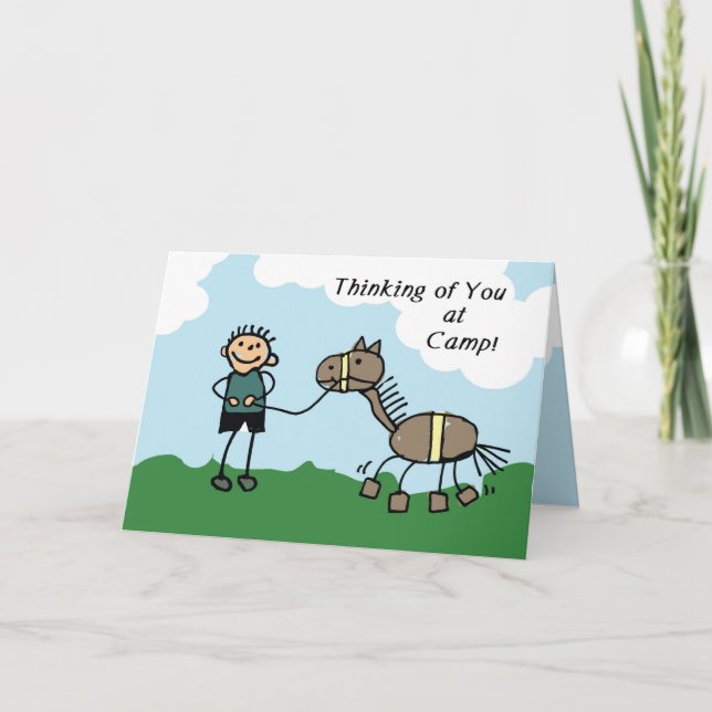 Carte Bâton de garçon Figure Camp de cheval Penser à vou (Devant)