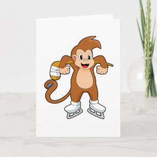 Carte Bâton de hockey sur glace de singe