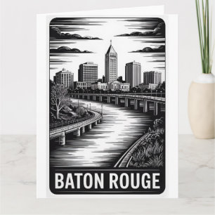 Carte Baton Rouge Louisiana Skyline Noir et Blanc Gravur