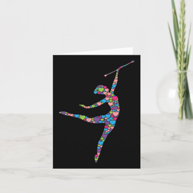 Carte Baton Twirling Girl - Silhouette Dancing Twirler M (Devant)
