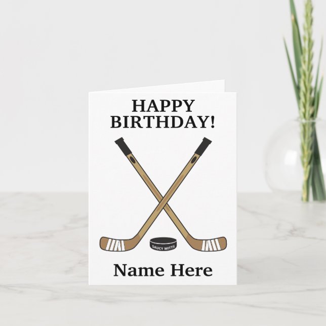 Carte Bâtons de hockey personnalisés pour l'anniversaire (Devant)