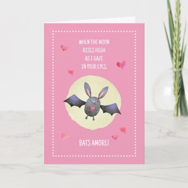 Carte Bats Amore Chauve-souris mignonne Saint-Valentin 5 (Devant)