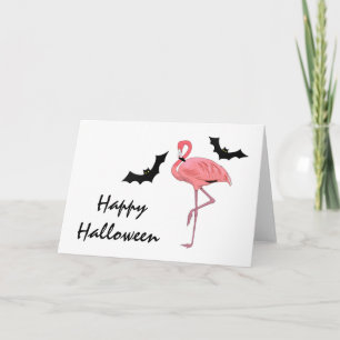 Carte Bats d'Halloween Flamant rose